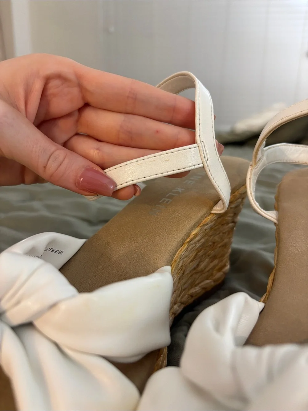 Anne Klein White Knot Espadrille Wedge Sandals - Women